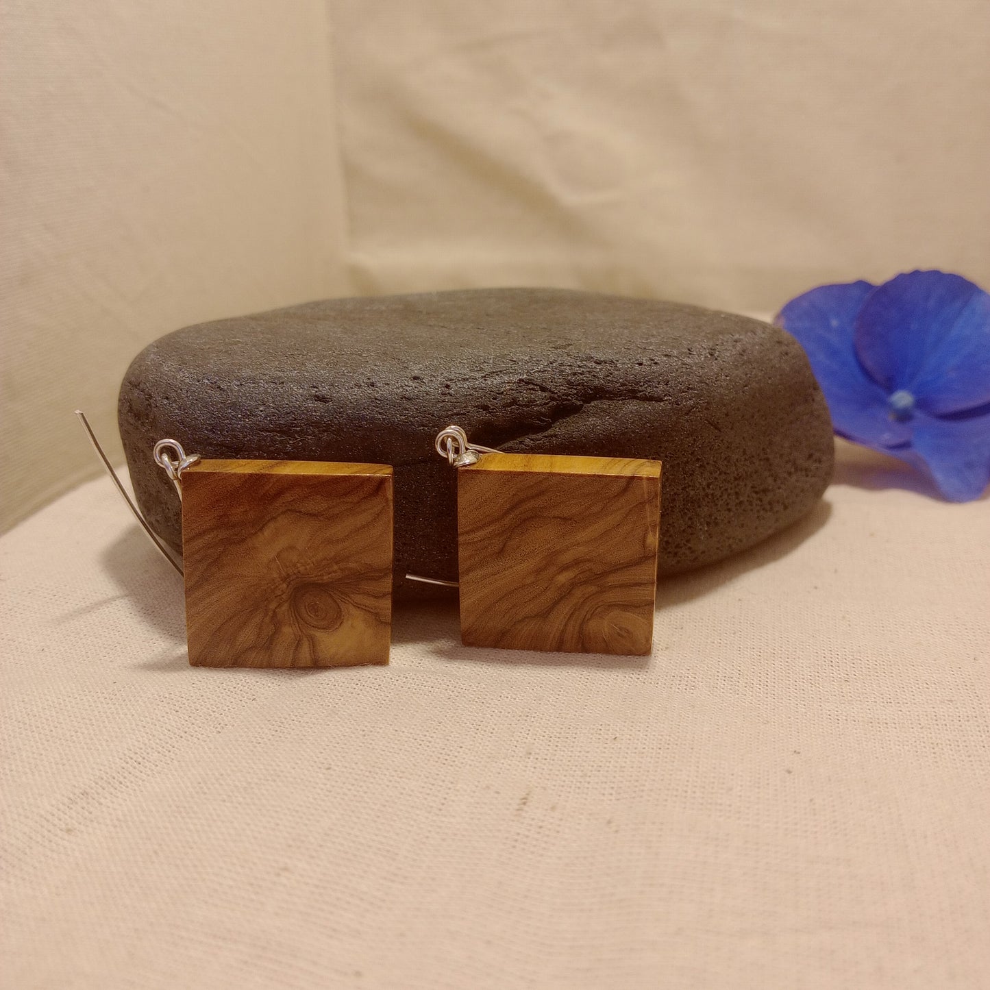 Olive and Sterling Silver hoops earrings