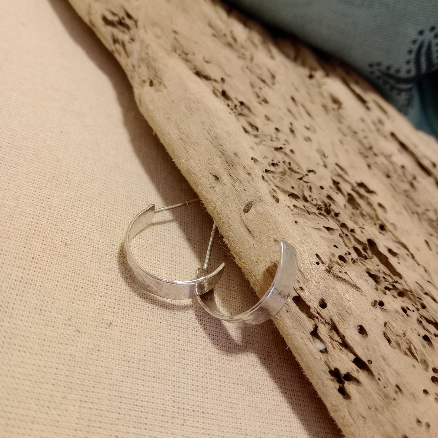 Sterling silver half hoop stud earrings