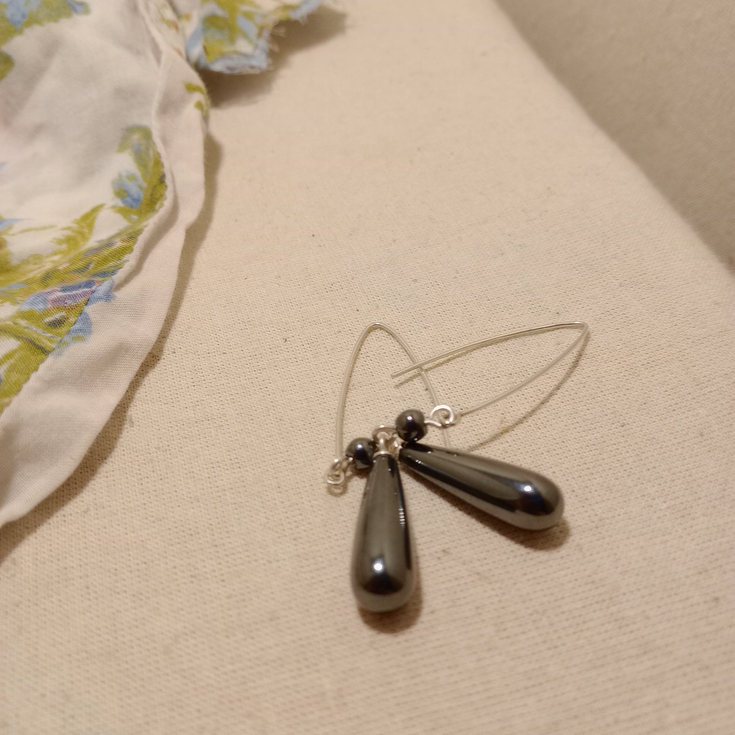 Hematite drop earrings