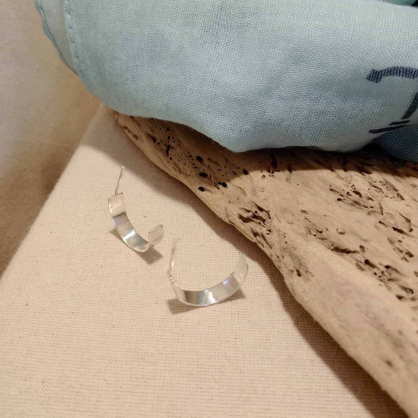 Sterling silver half hoop stud earrings