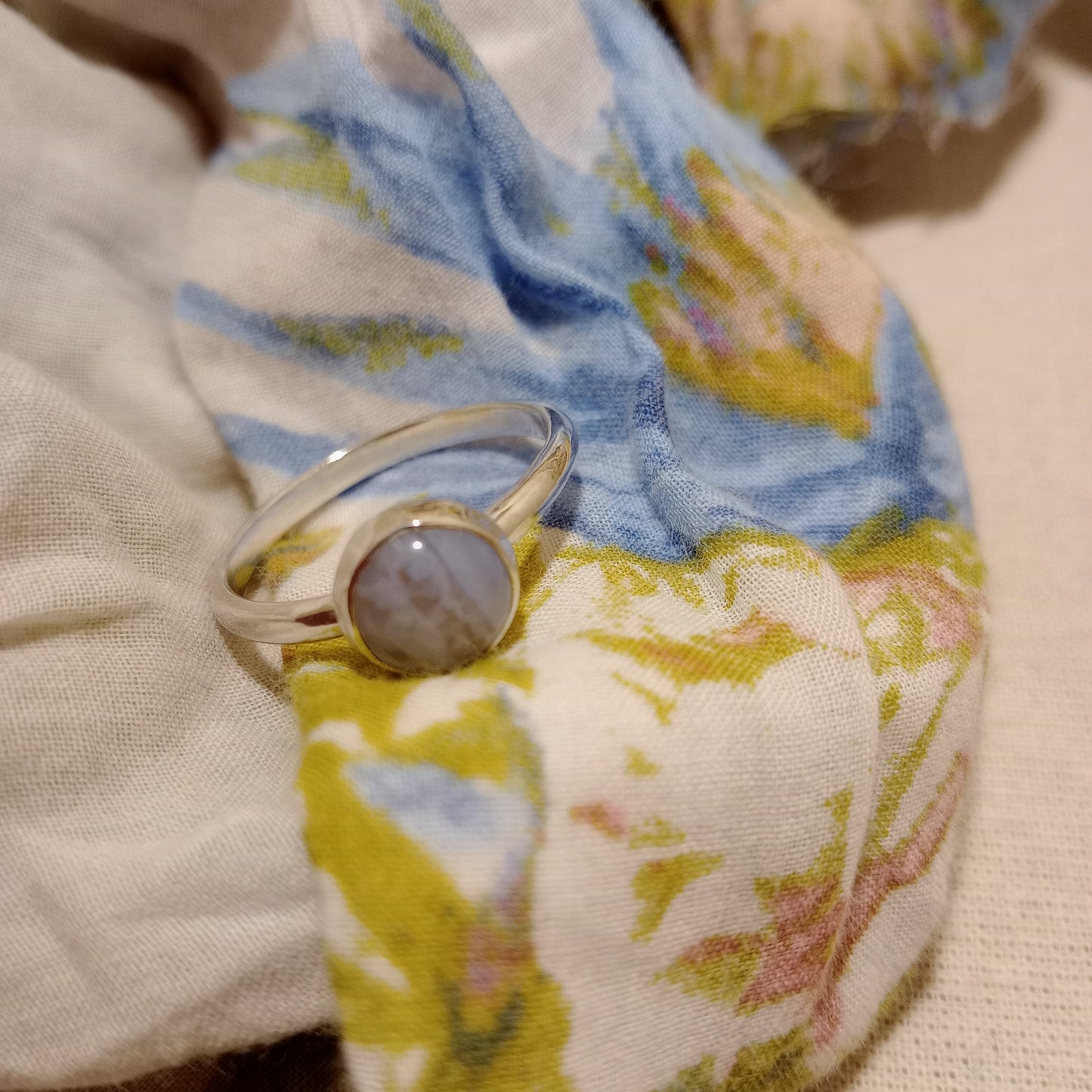 Blue lace Agate on a sterling silver ring