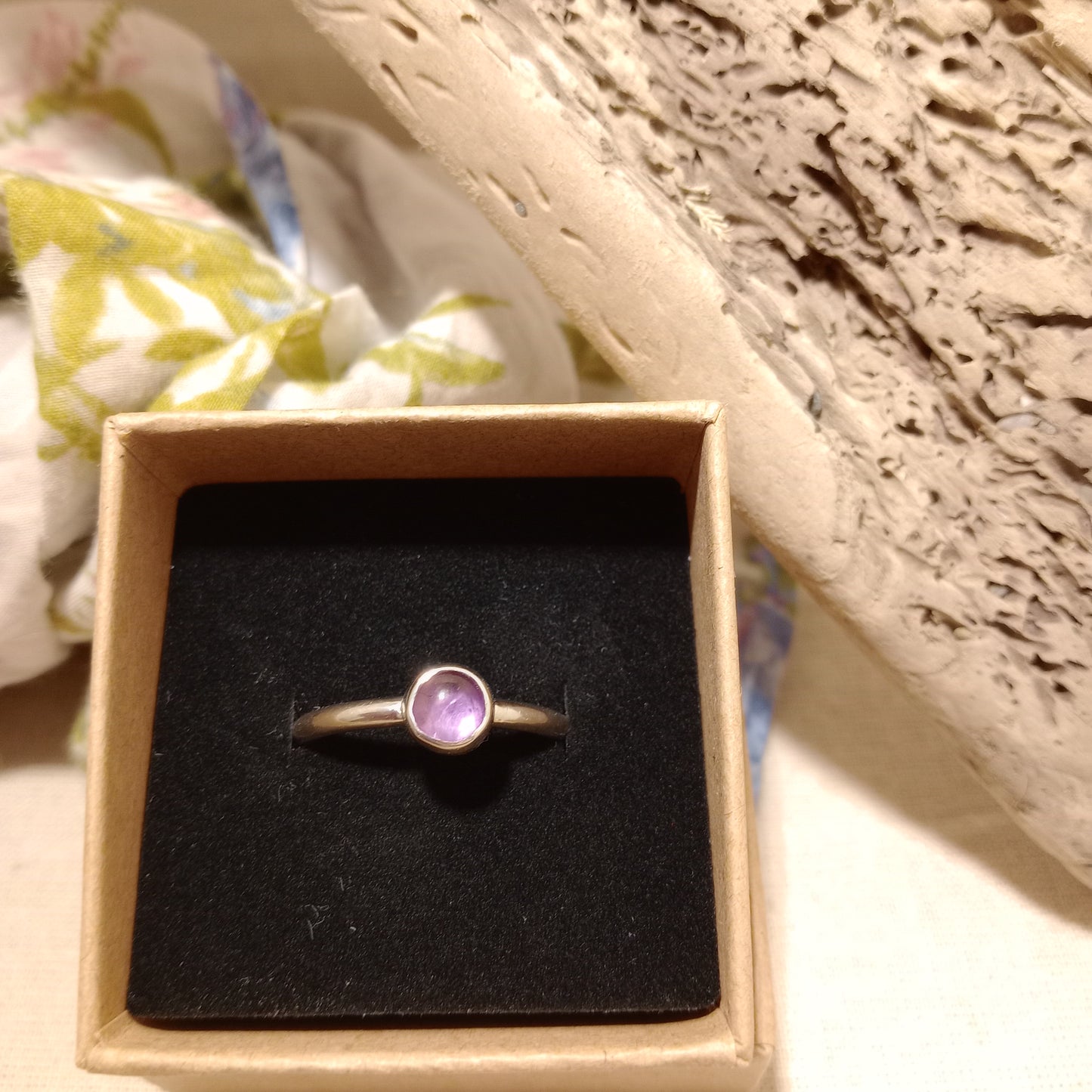 Amethyst Ring on a handmade sterling silver band