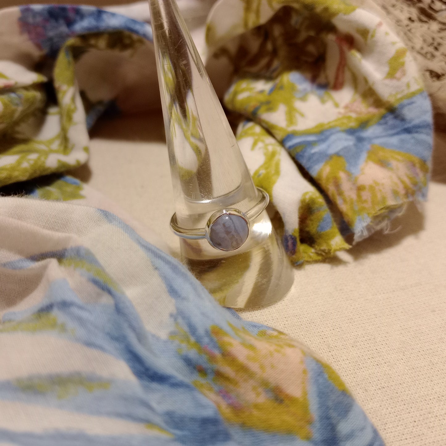Blue lace Agate on a sterling silver ring