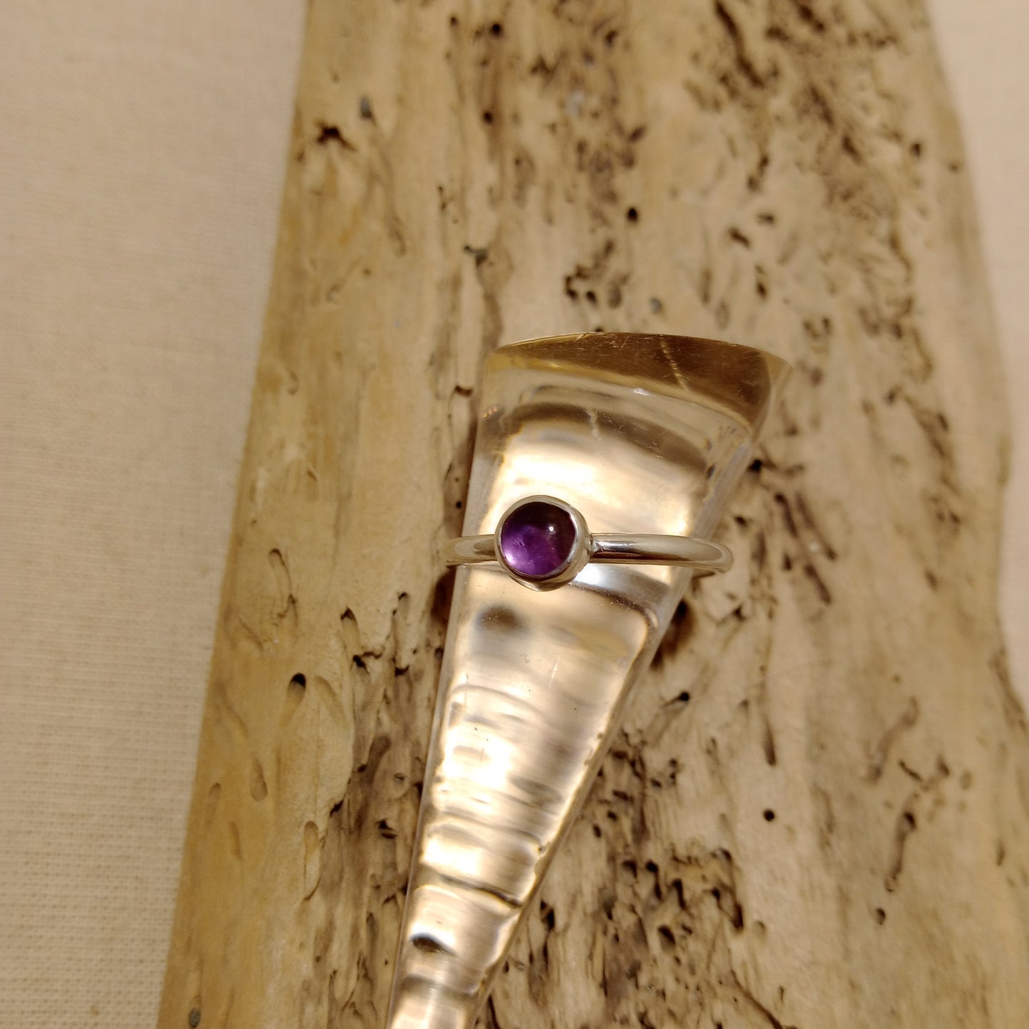 Amethyst Ring on a handmade sterling silver band