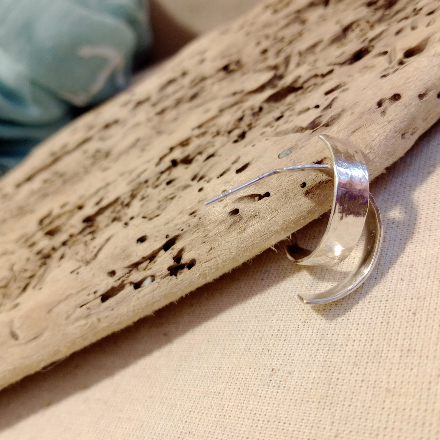 Sterling silver half hoop stud earrings