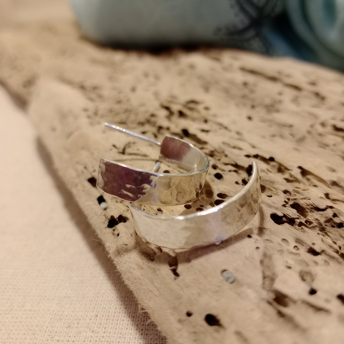 Sterling silver half hoop stud earrings