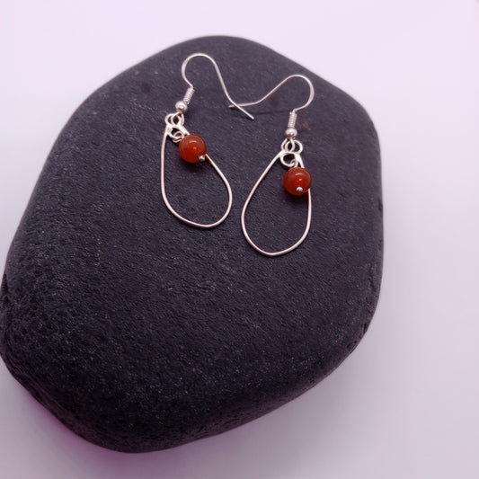 Handmade Sterling Silver earrings with semi precious carnelian beads