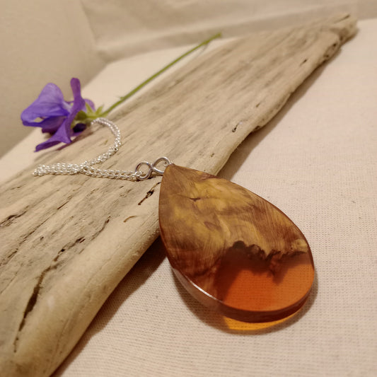 Cherry burl with resin pendant