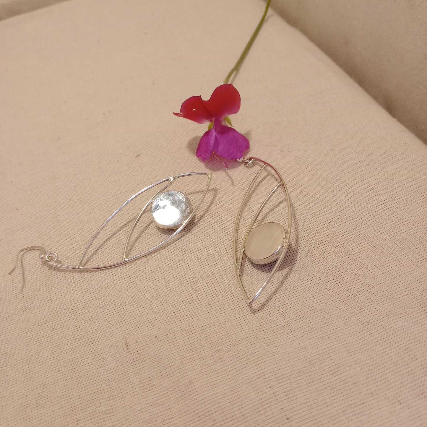 Silver Fish Earrings with Driftwood and resin