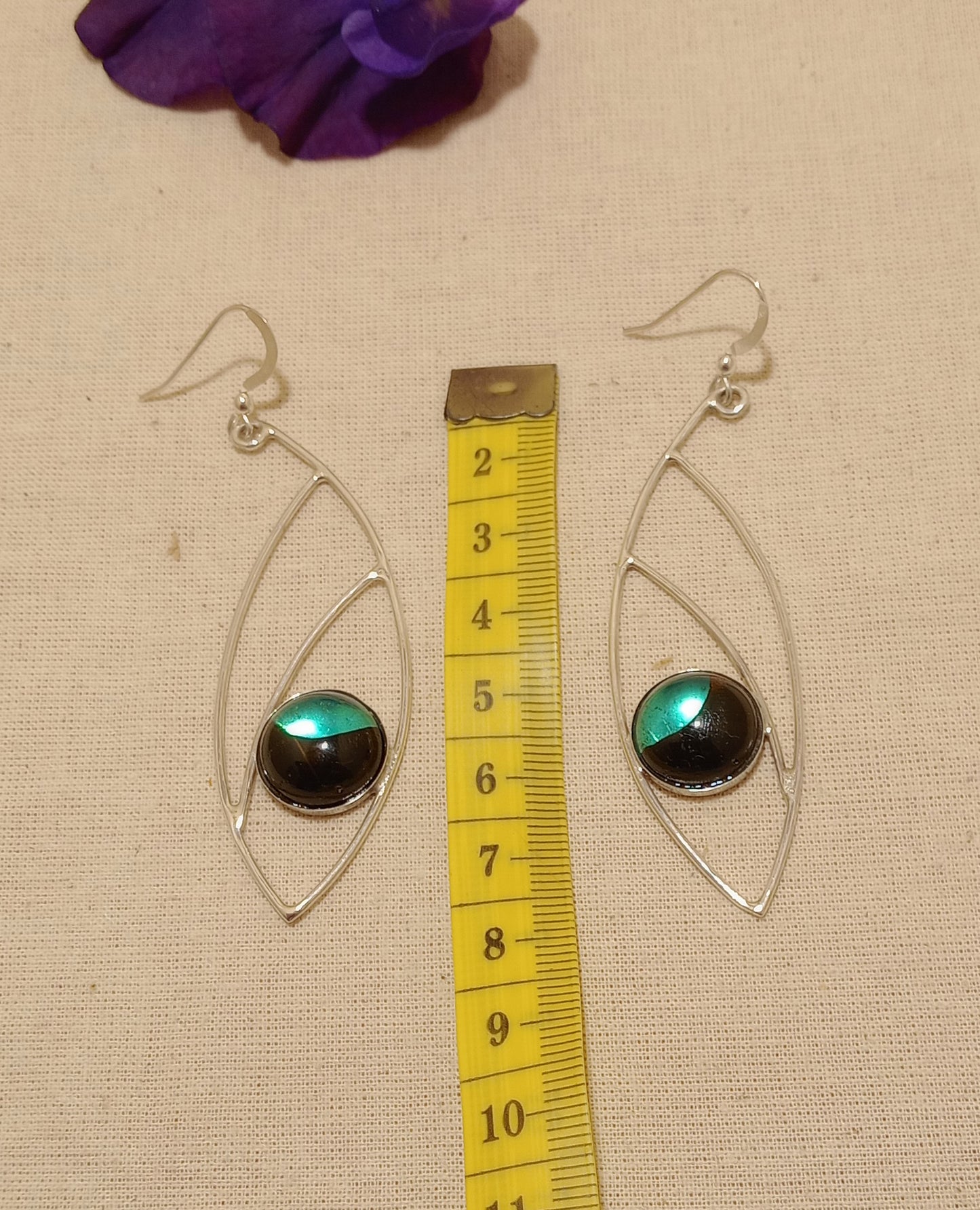 Silver Fish Earrings with Driftwood and resin