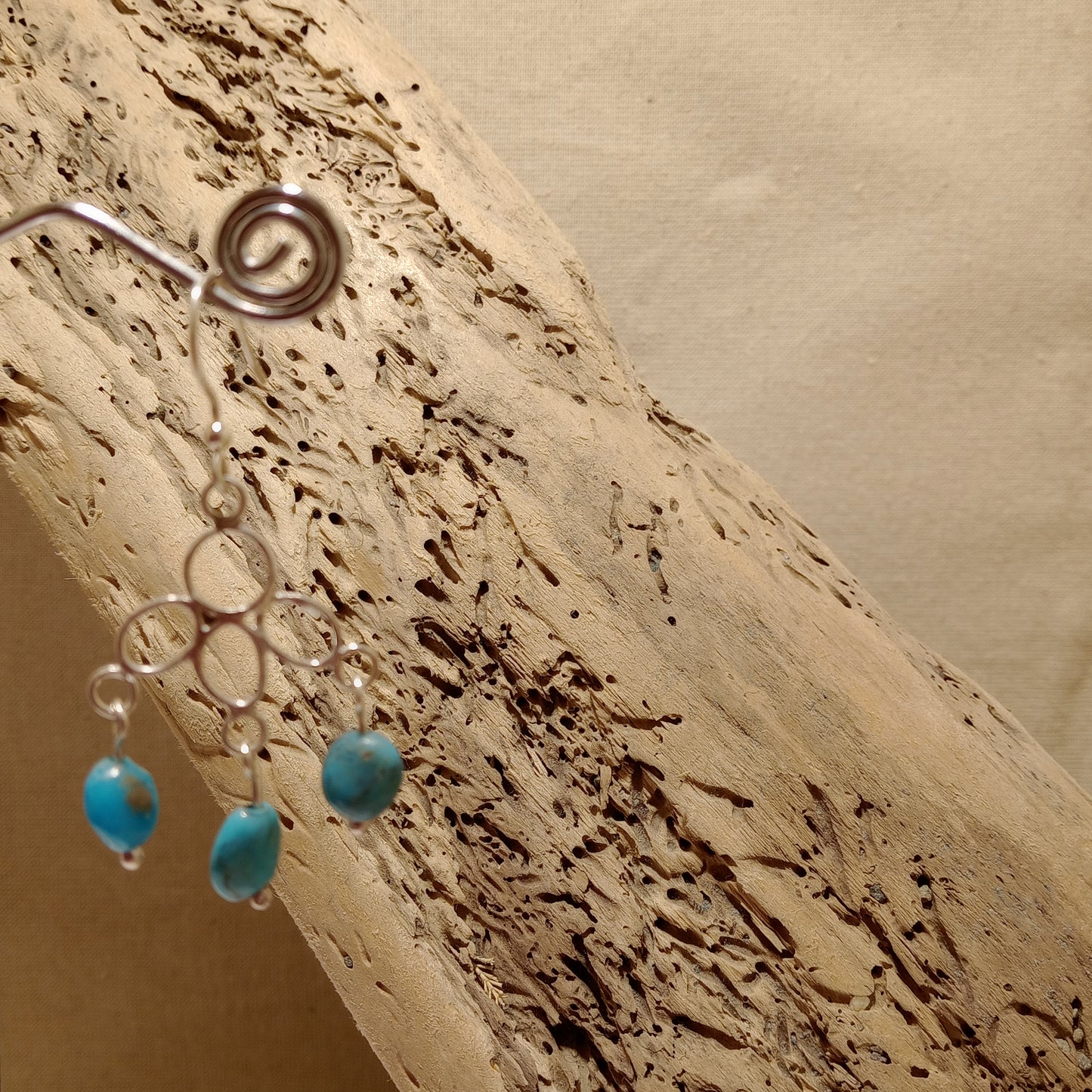 Turquoise earrings on a sterling silver frame work
