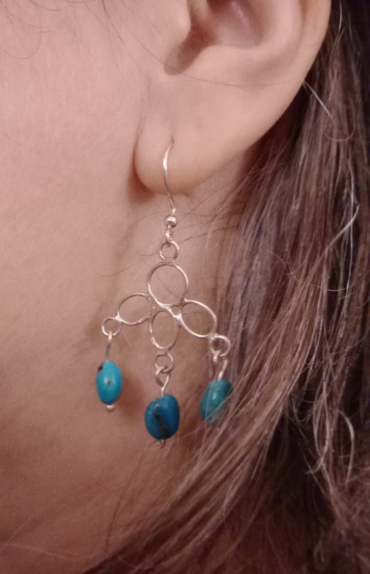 Turquoise earrings on a sterling silver frame work