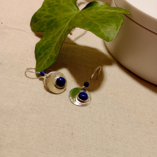 Lapis lazuli earrings on Argentum silver discs