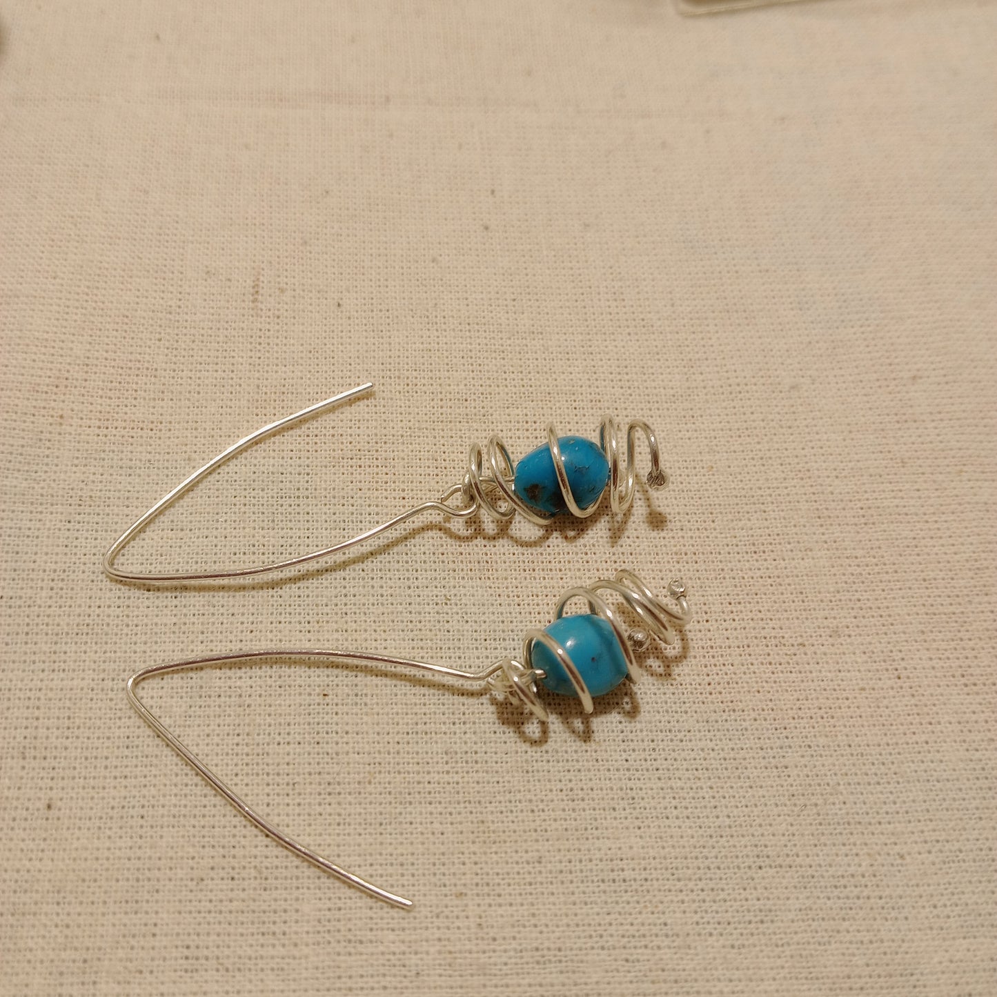 Turquoise and spiral earrings