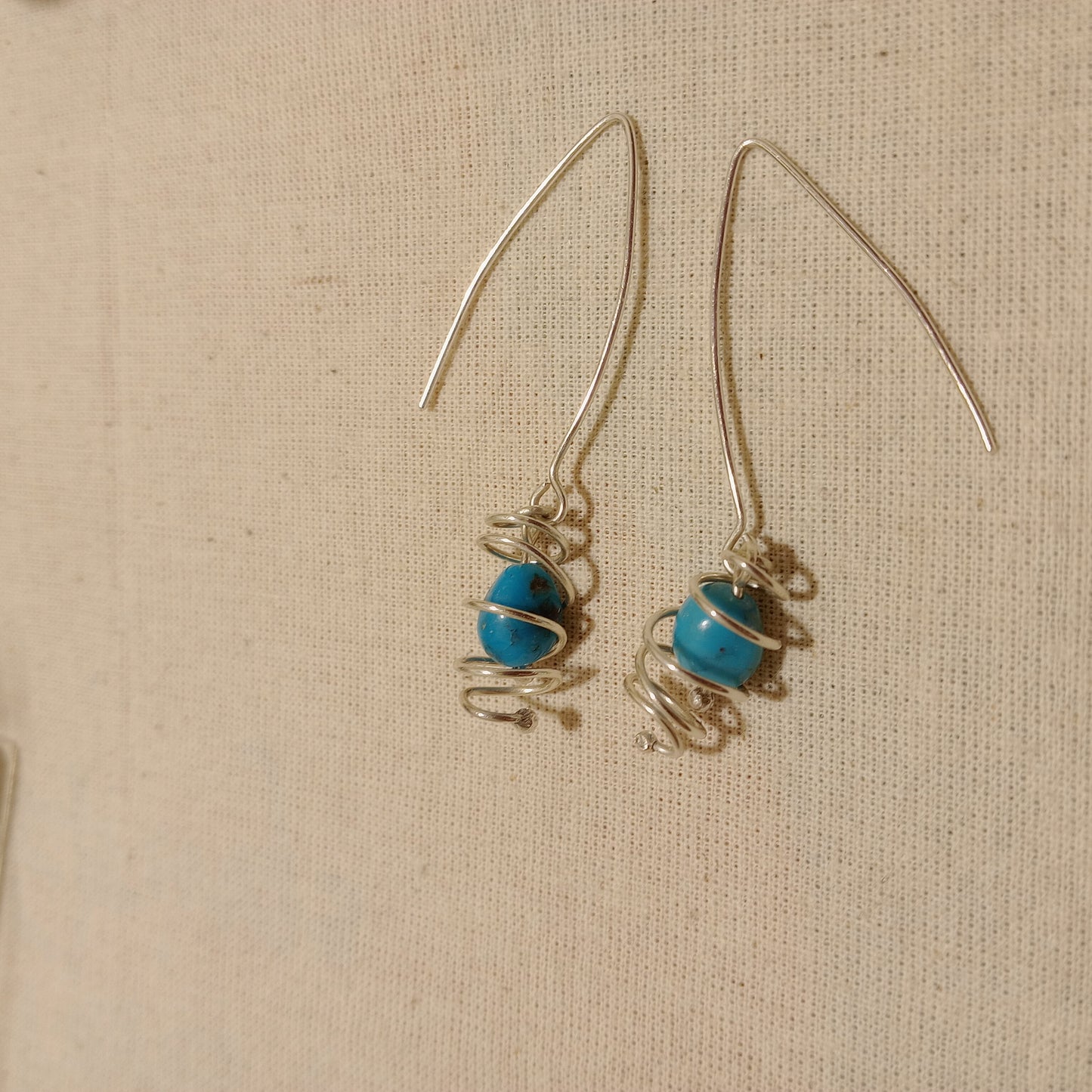 Turquoise and spiral earrings