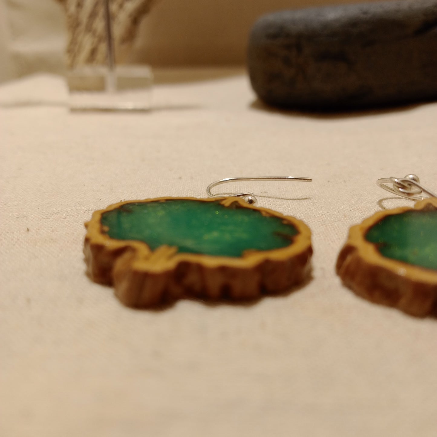 Walnut and resin earrings