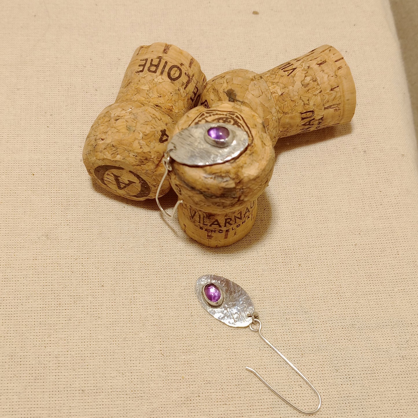 Amethyst on sterling silver earrings