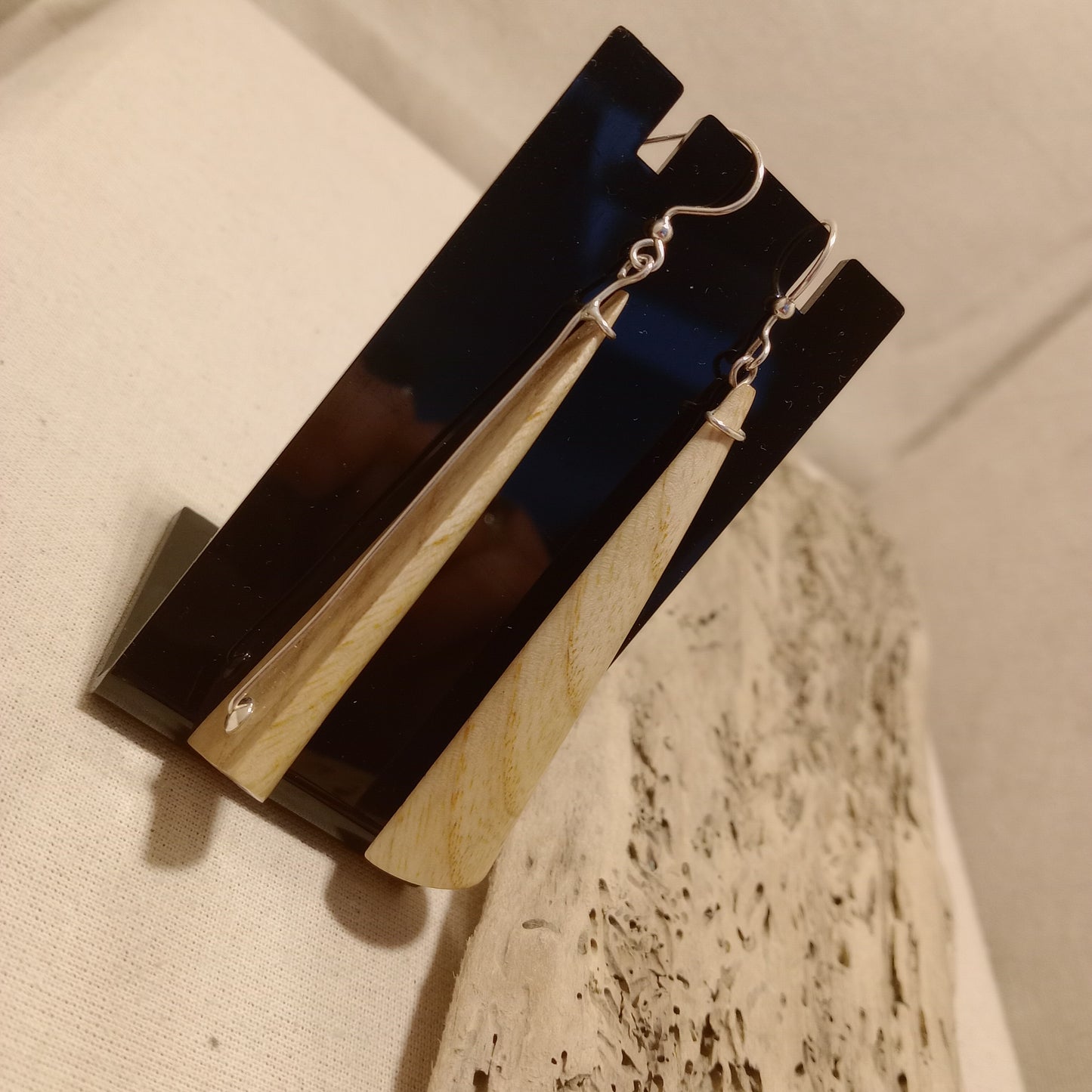 Irish Oak earrings with a sterling silver embrace