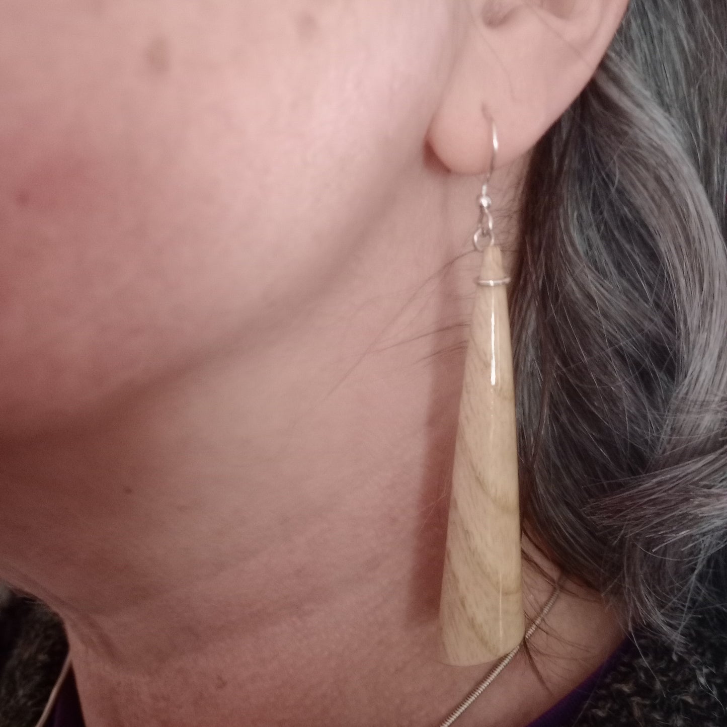 Irish Oak earrings with a sterling silver embrace