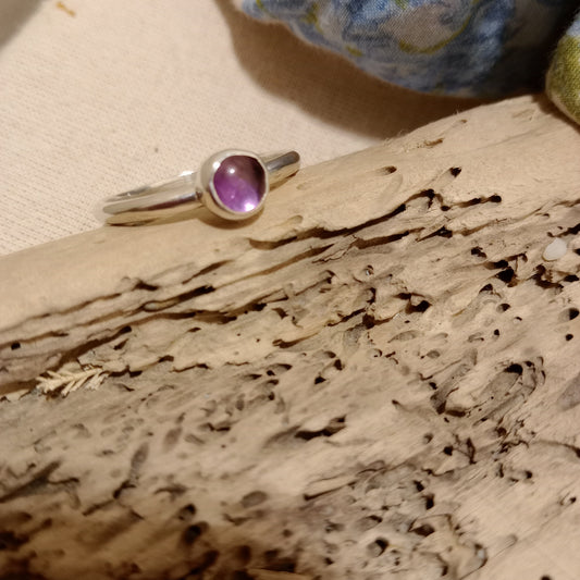 Amethyst Ring on a handmade sterling silver band