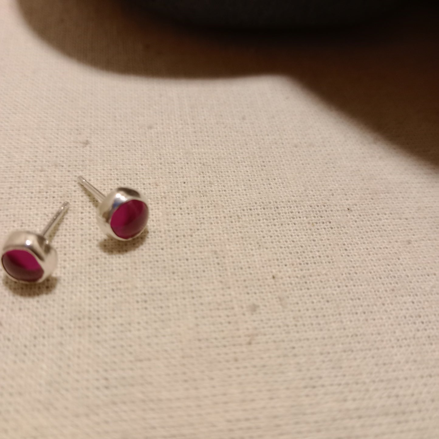 Ruby( lab grown) sterling silver studs