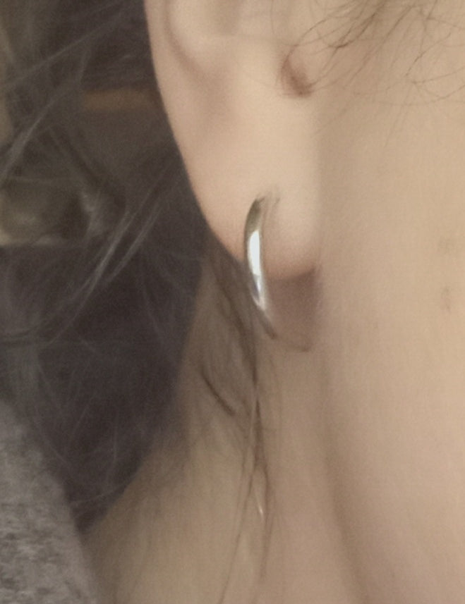 Smooth half hoop sterling silver studs
