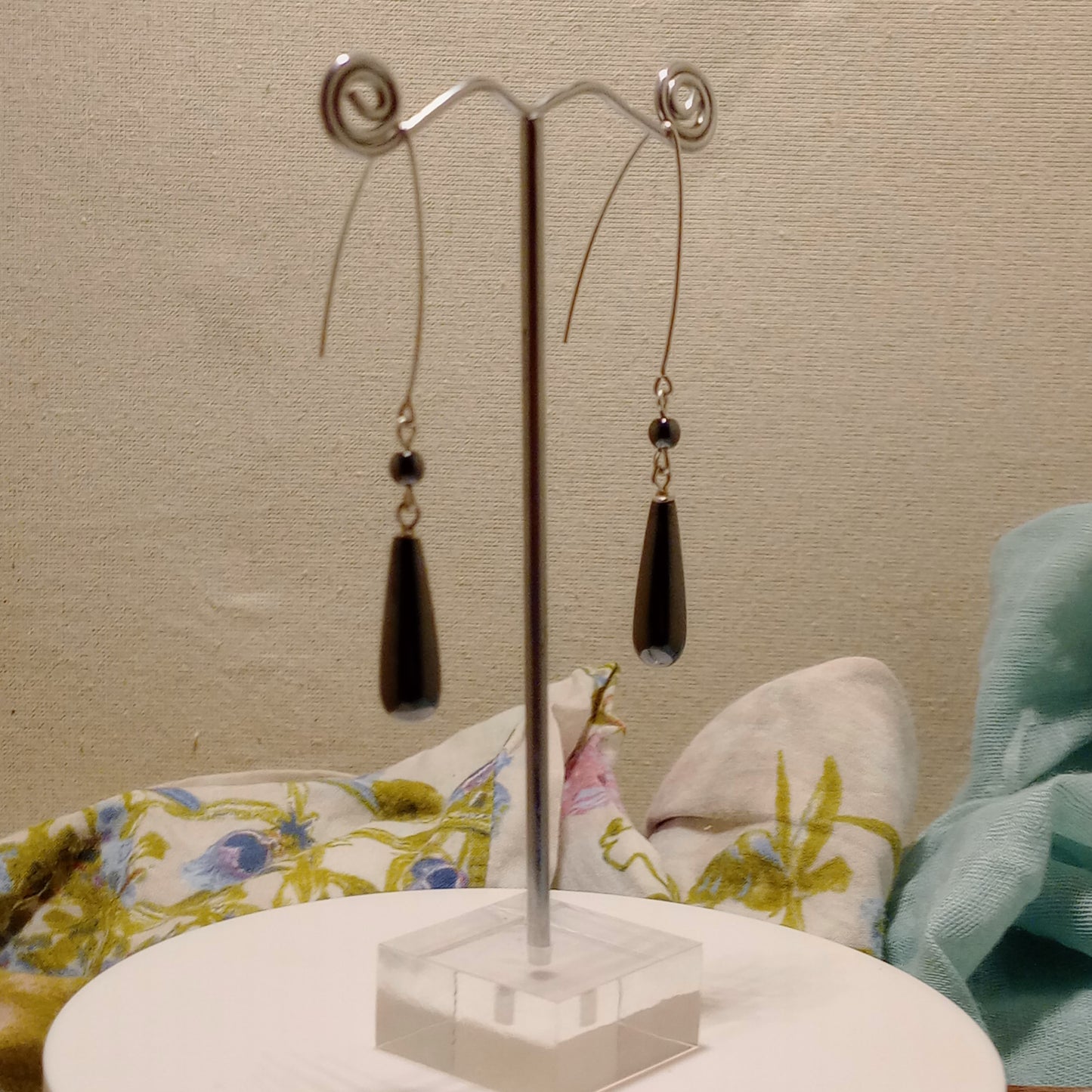Hematite drop earrings