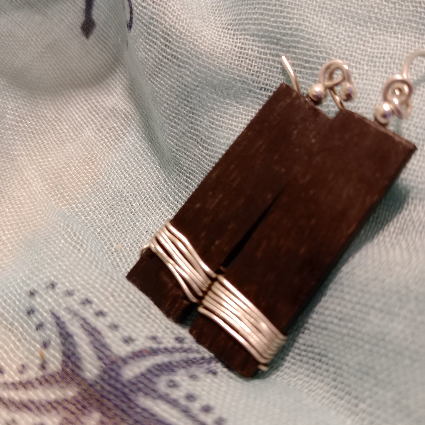Bog oak with sterling silver wire earrings