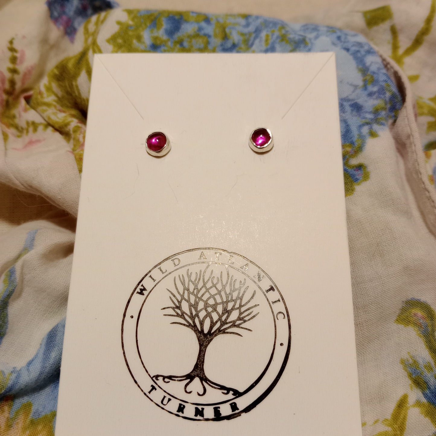 Ruby( lab grown) sterling silver studs