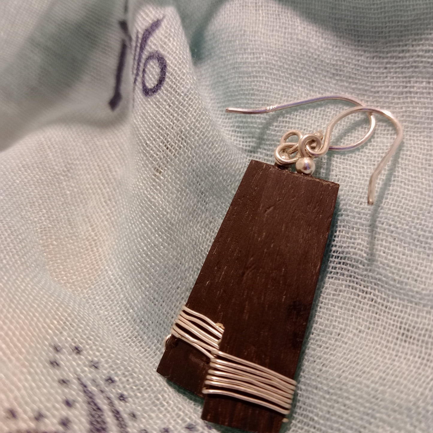 Bog oak with sterling silver wire earrings