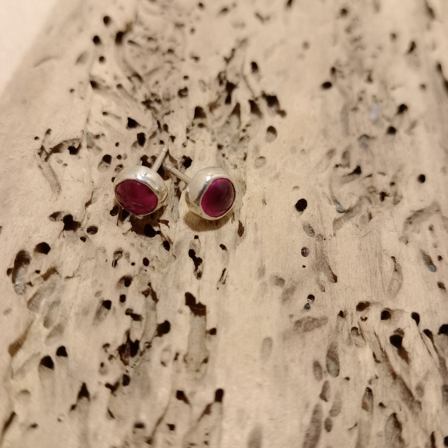 Ruby( lab grown) sterling silver studs