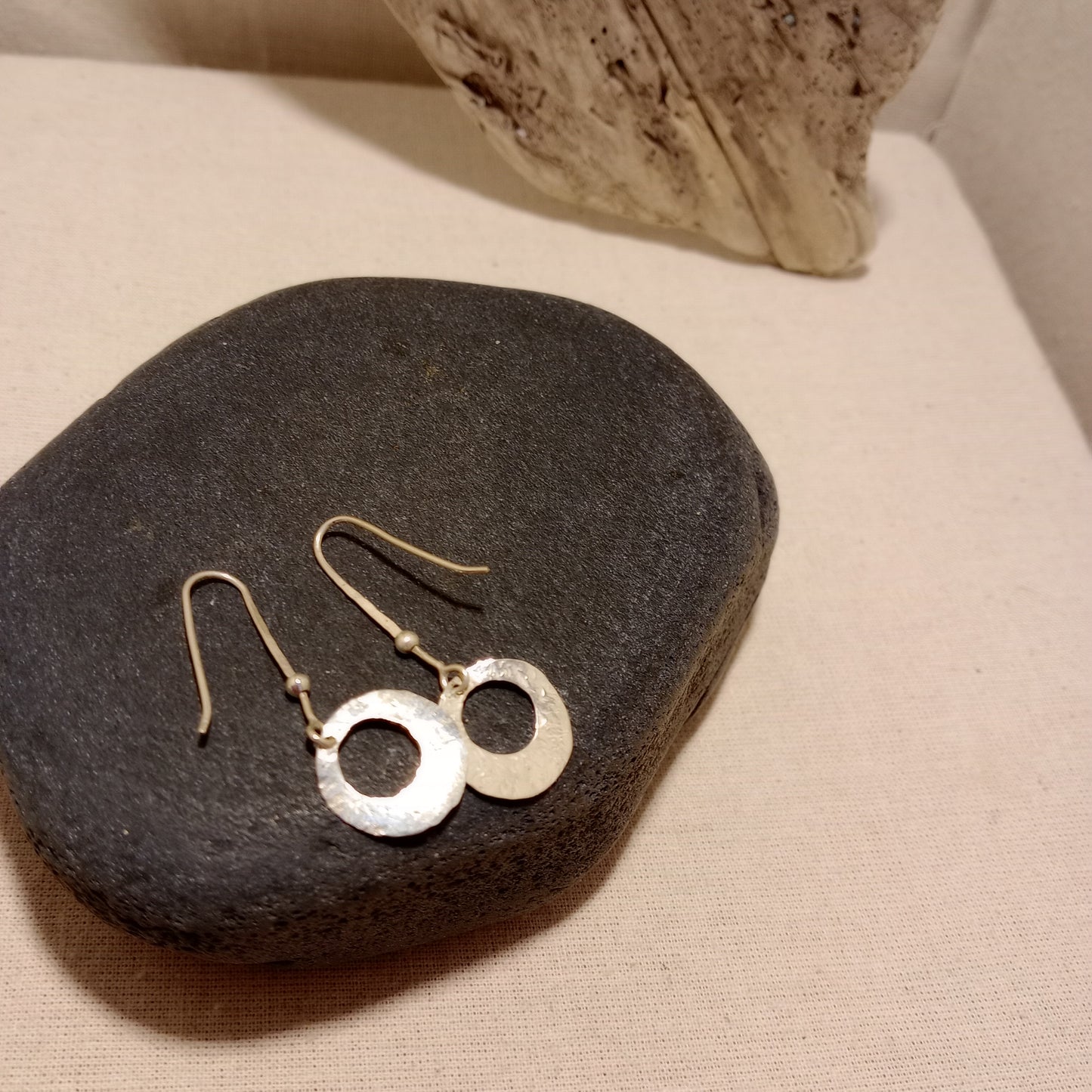 Hand hammered sterling silver earrings