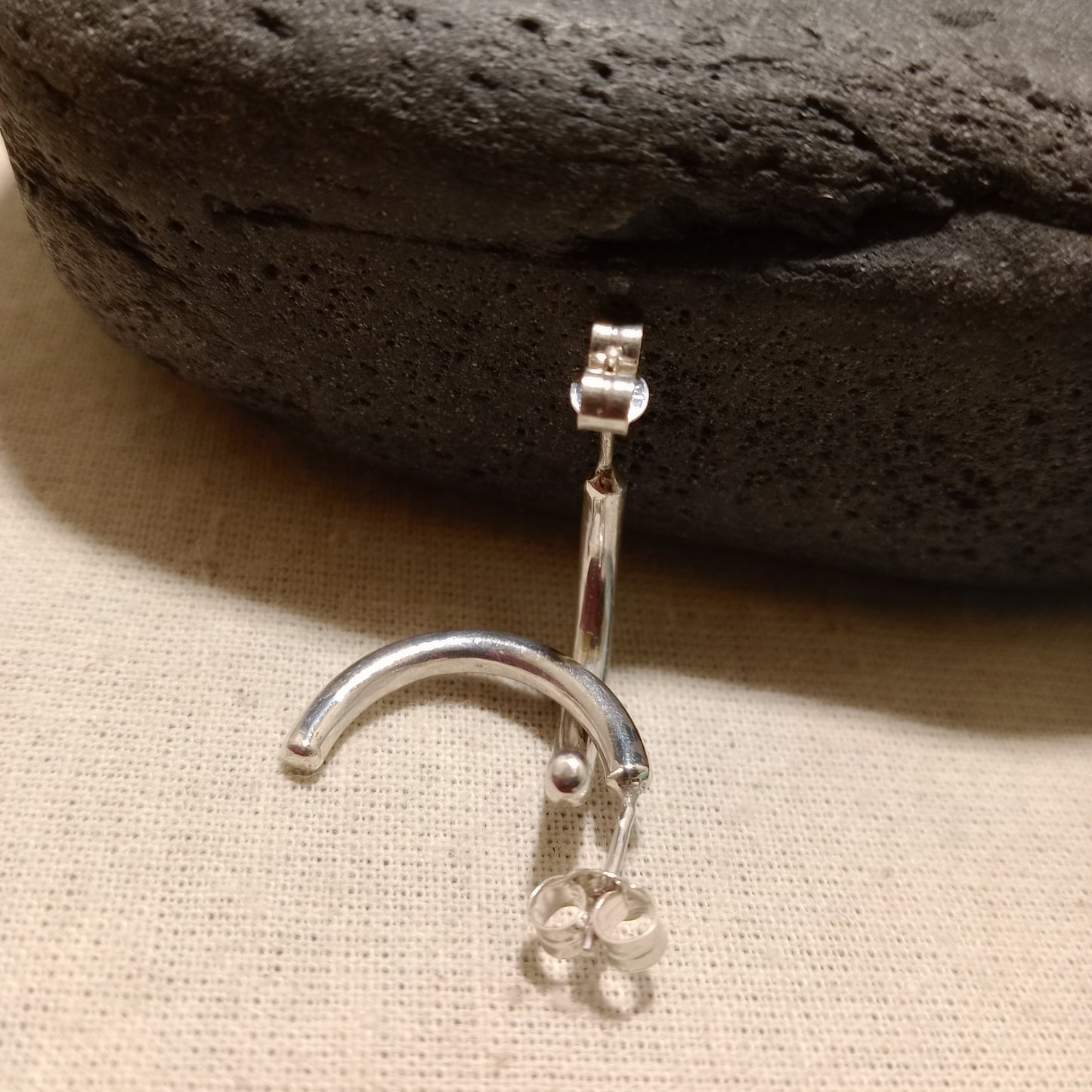 Smooth half hoop sterling silver studs