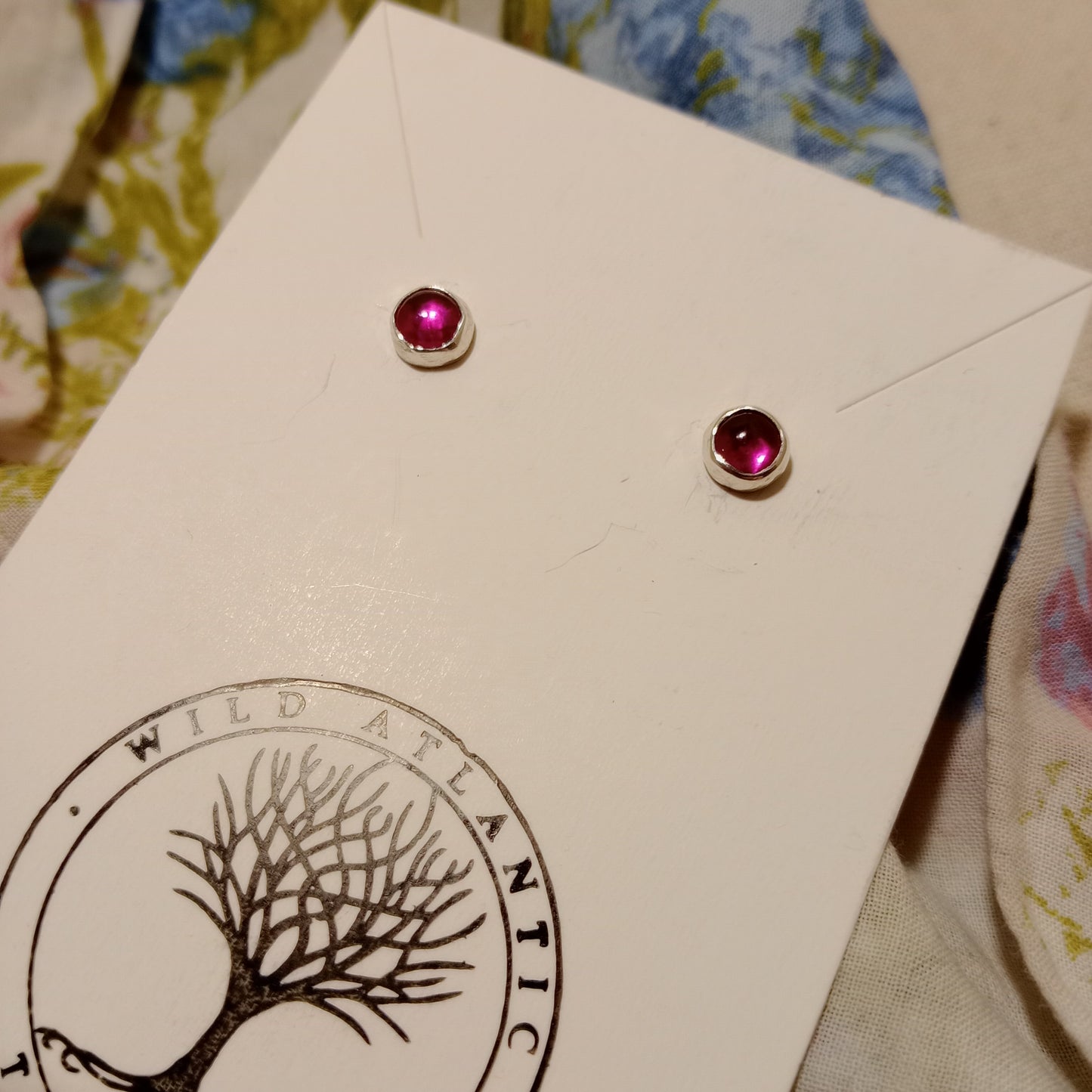 Ruby( lab grown) sterling silver studs