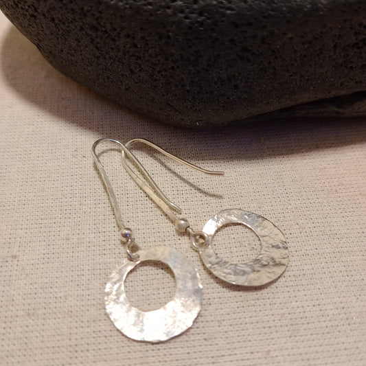Hand hammered sterling silver earrings