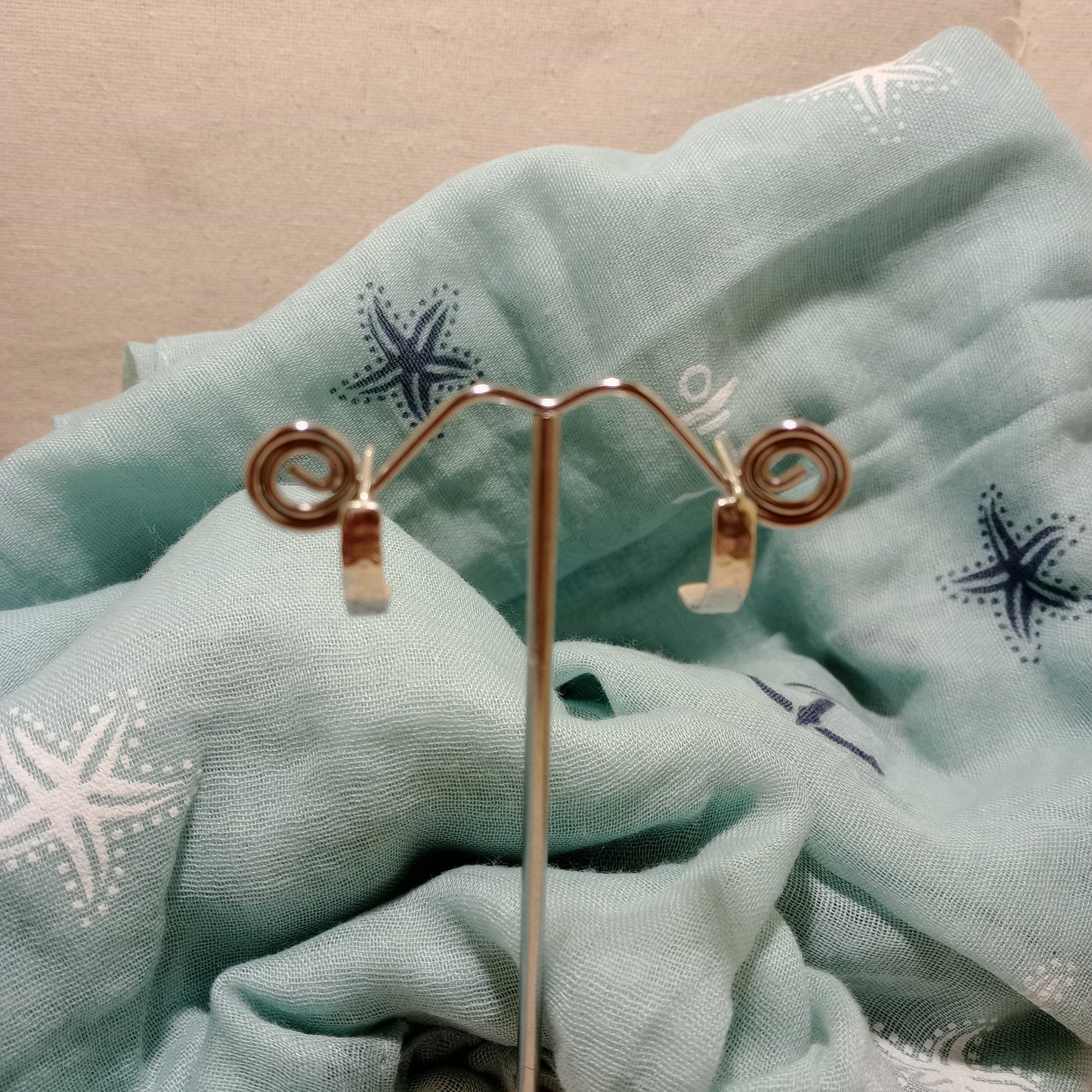 Sterling silver half hoops stud earrings