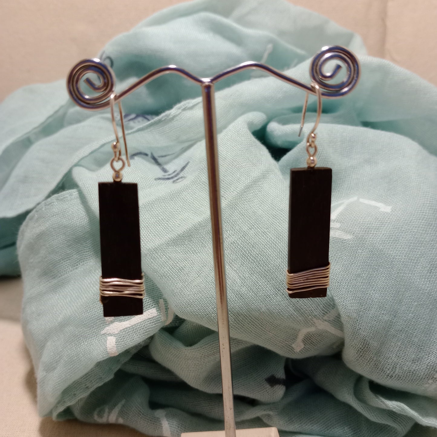 Bog oak with sterling silver wire earrings
