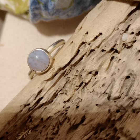 Blue lace Agate on a sterling silver ring