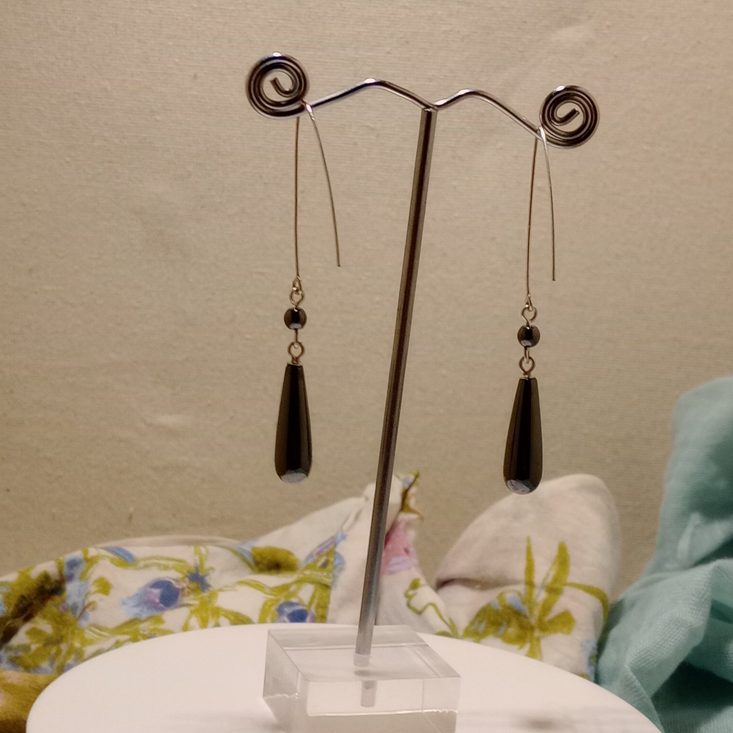 Hematite drop earrings