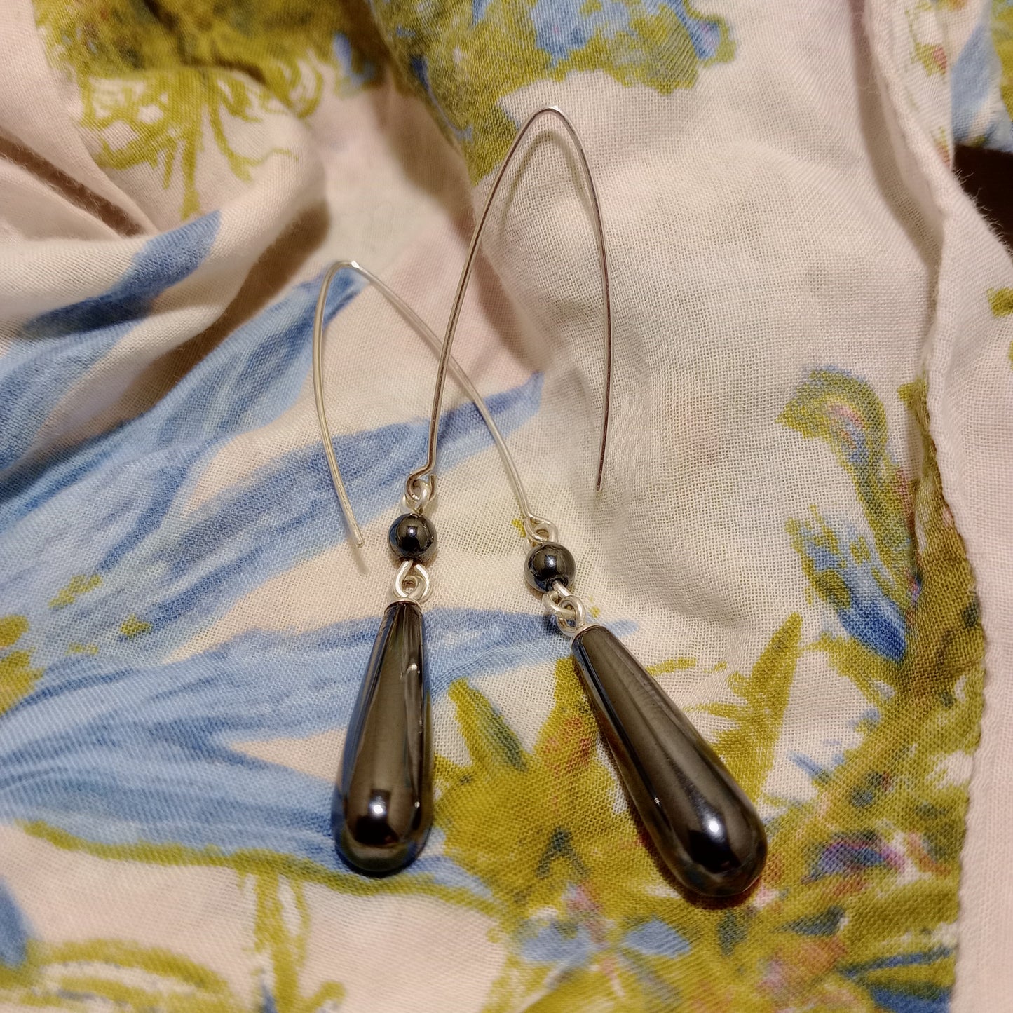 Hematite drop earrings