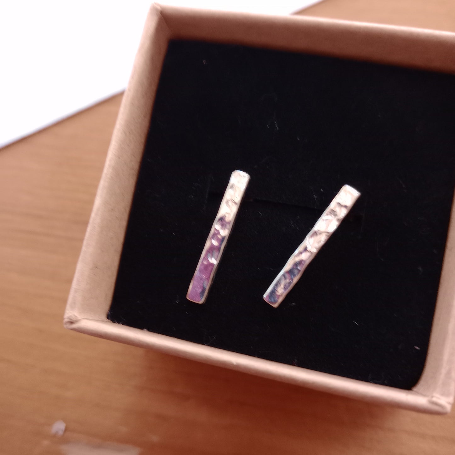 Hand hammered sterling silver stud earrings