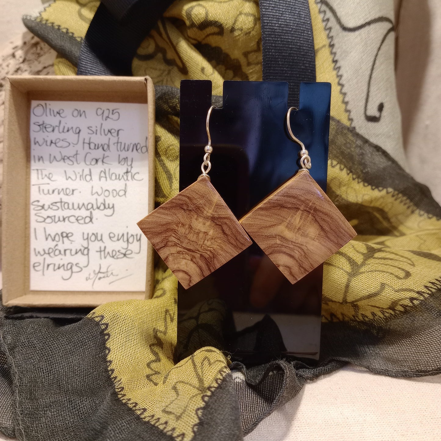 Olive earrings on sterling silver wires